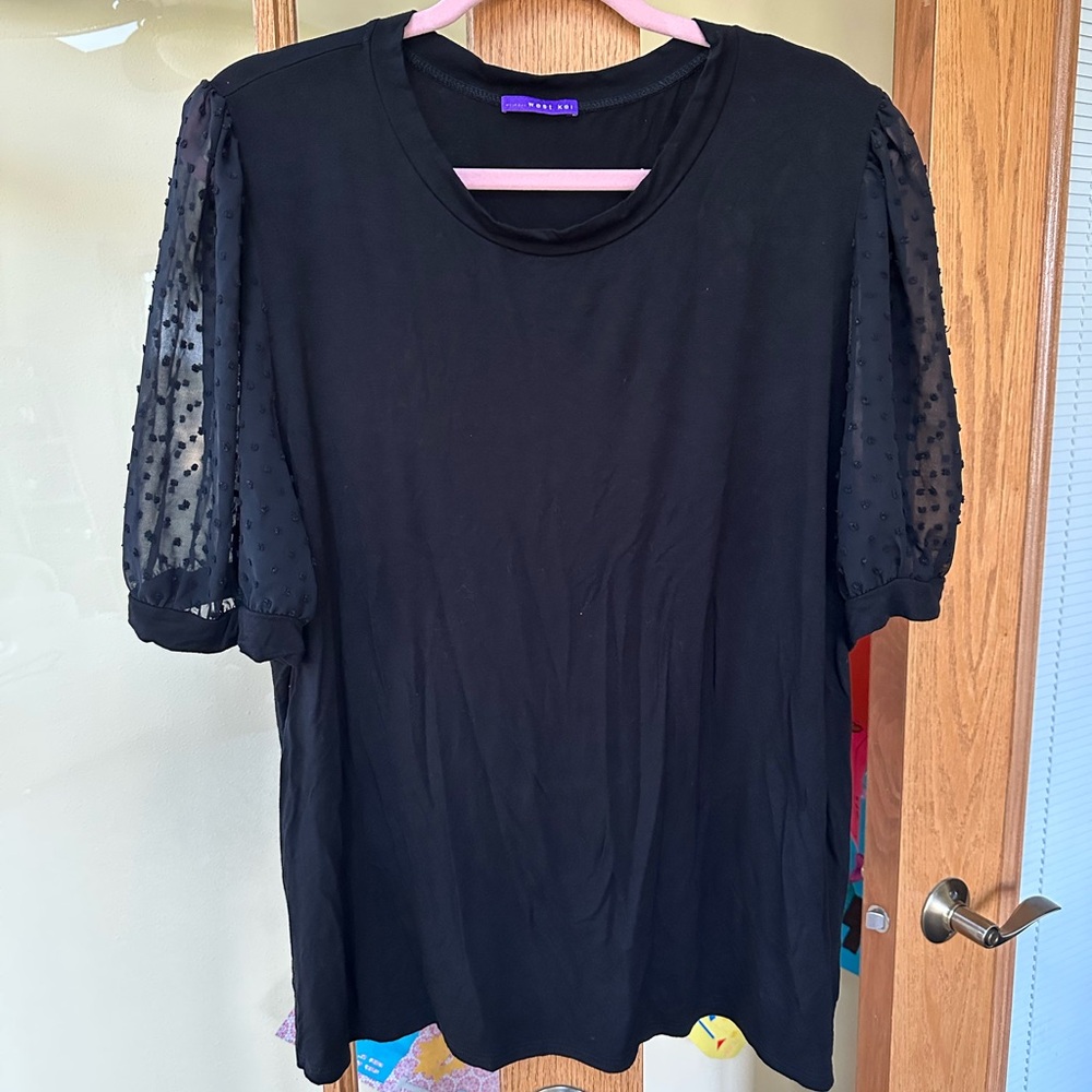 West Kei Black Blouse with Sheer Sleeves